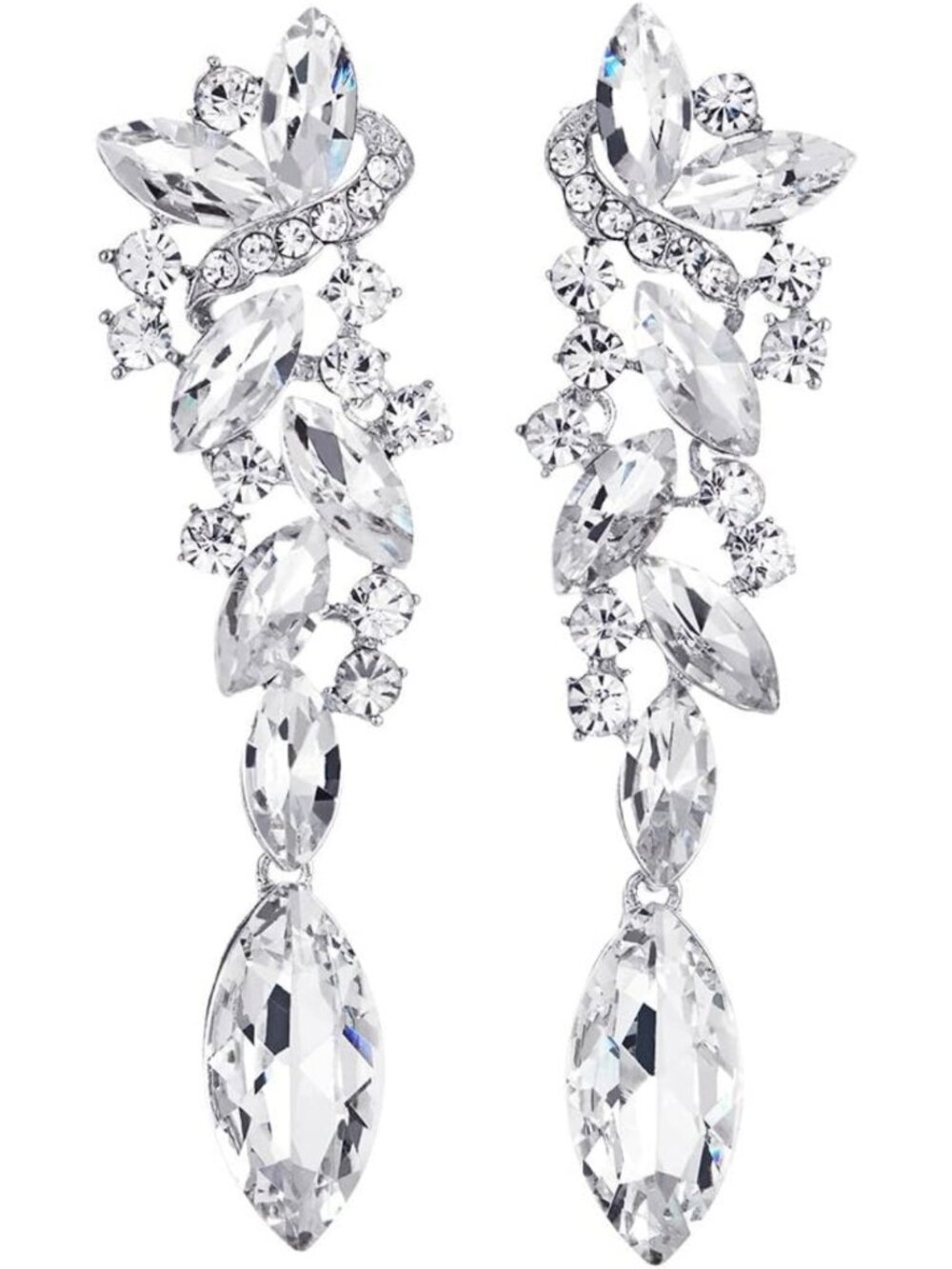 Art Deco Rhinestone Chandelier Earrings - Long Dangle Statement for Weddings